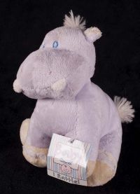 Baby Ganz Velvety Hippo Purple Plush Rattle Lovey